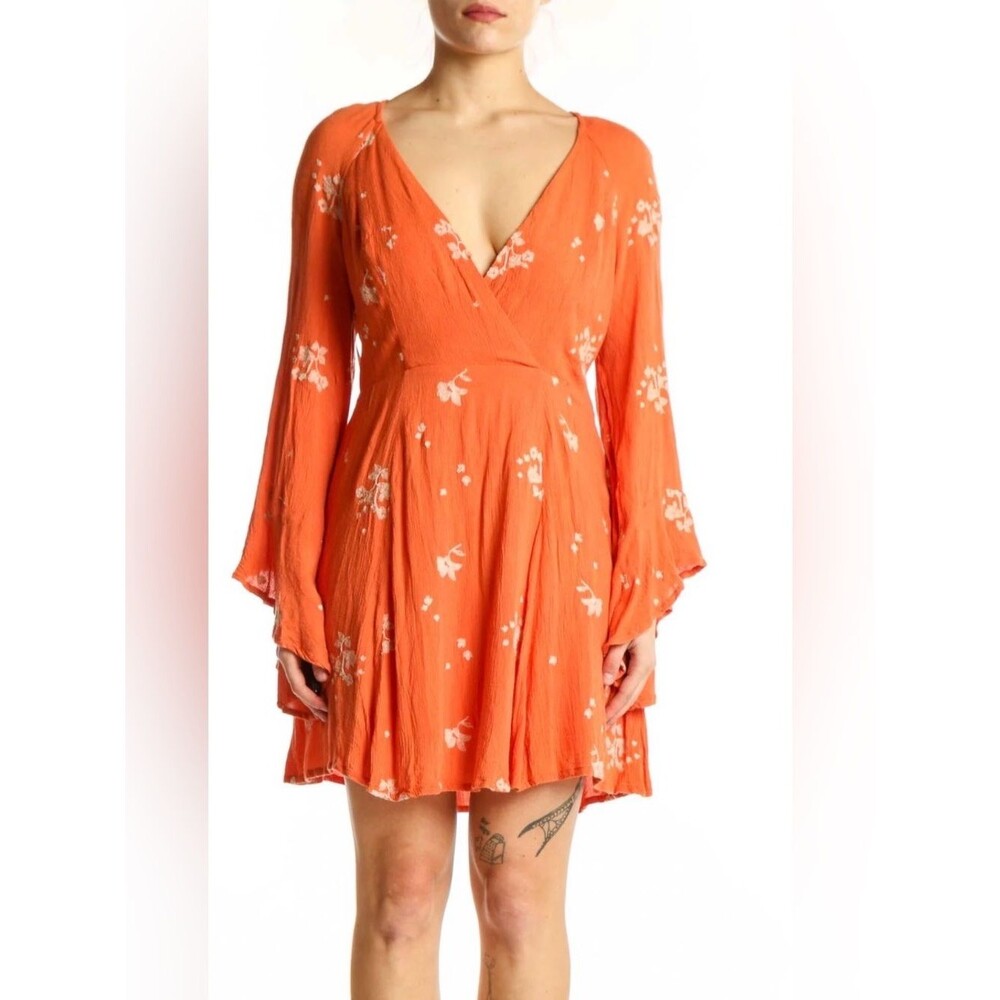 Free People Jasmine embroidered gauzy boho fit and flare dress. Sz 12.
